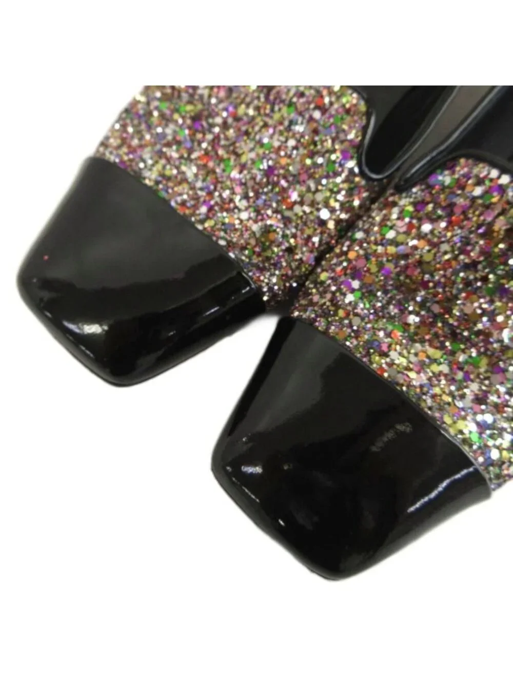 Chanel Glitter Patent Loafers Pumps Square Toe Flat CC Logo Multicolor